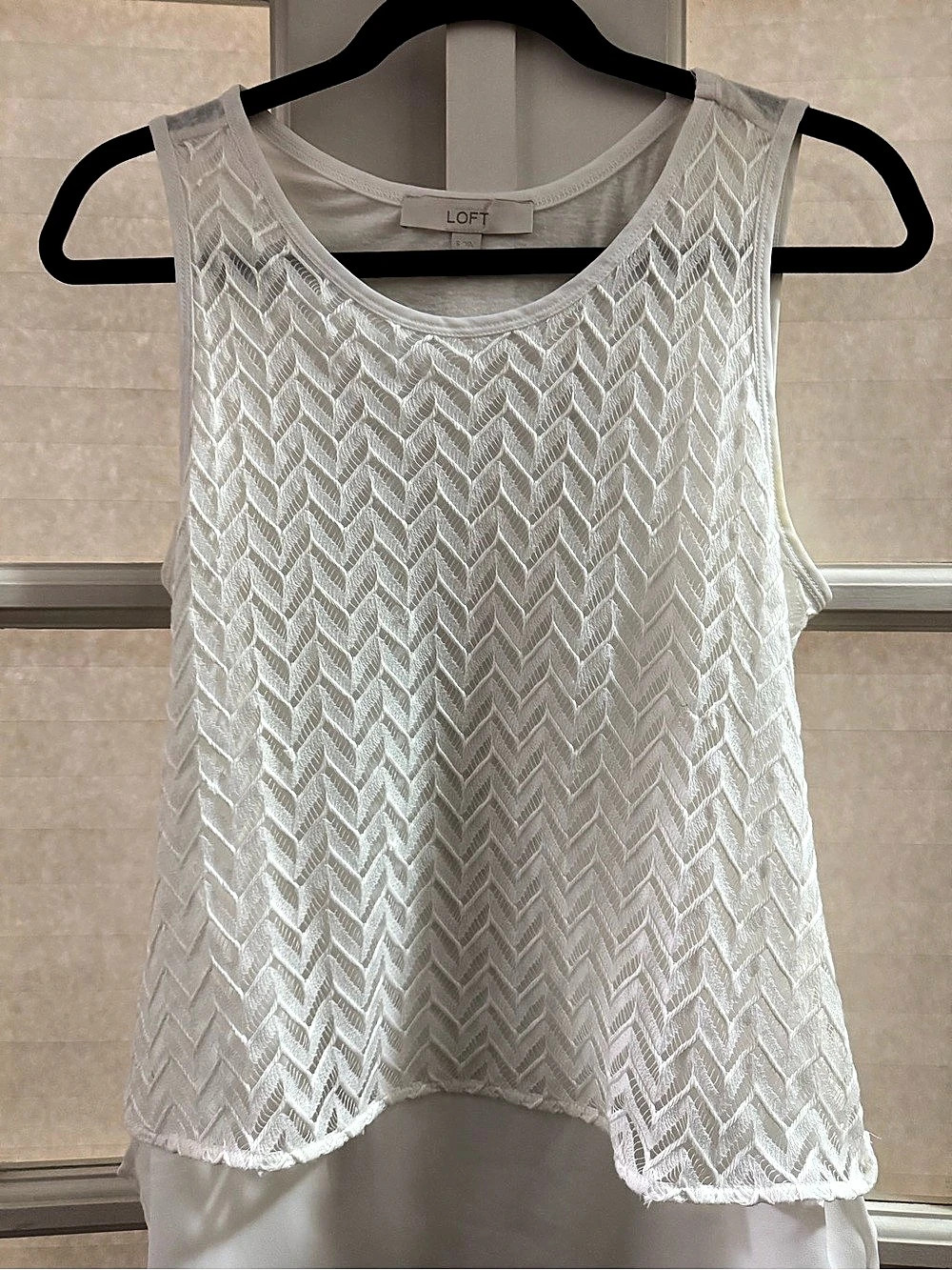 LOFT Geometric Overlay Tank in White Small Like New